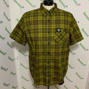 Middle Of Beyond Button Down Shirt Ghoulies II 2 MOB Plaid Green Mens XL